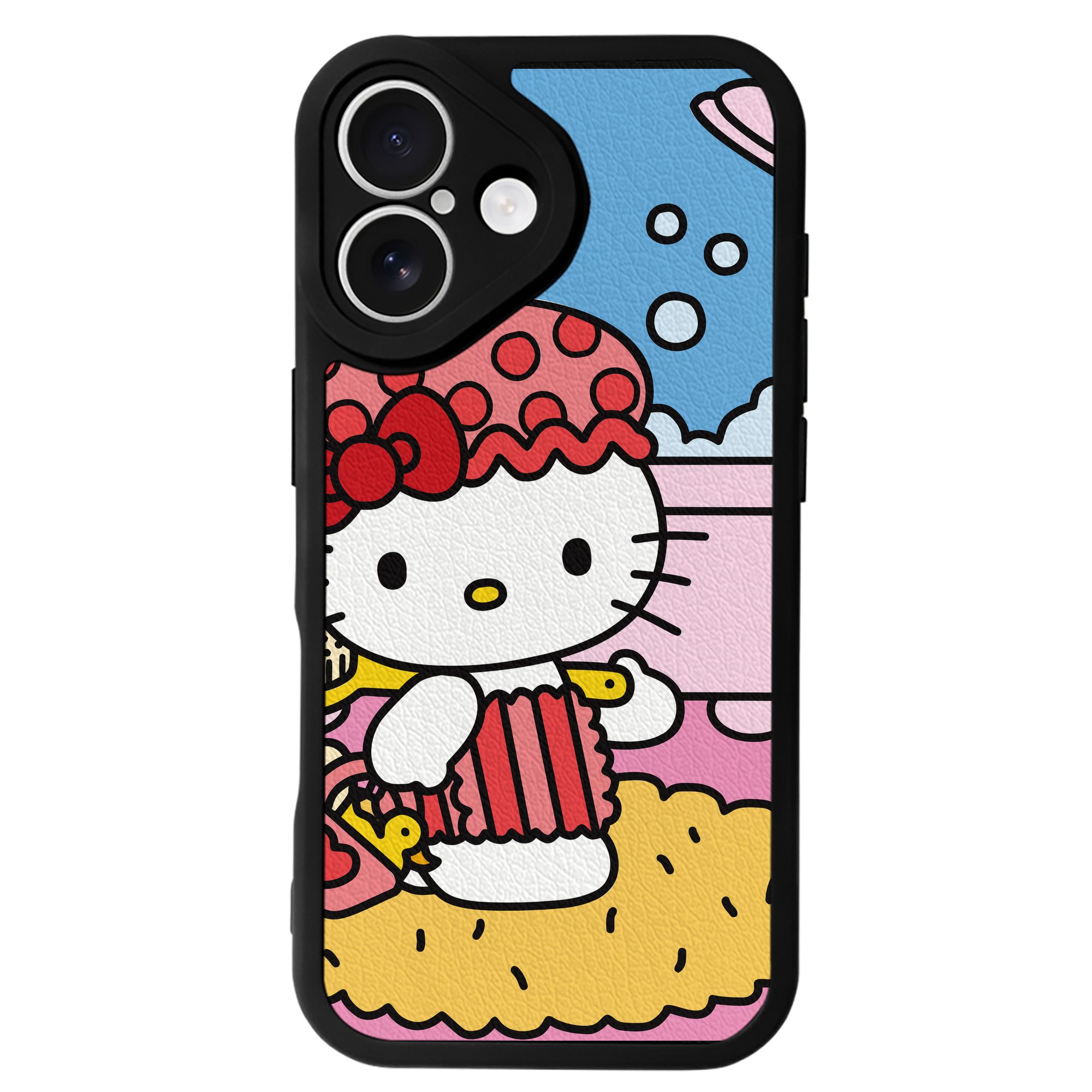 （画像用） Hello Kitty ハローキティ 【iPhone 16シリーズ対応】シリコンスマホケース（レザー調） 材質：シリコン